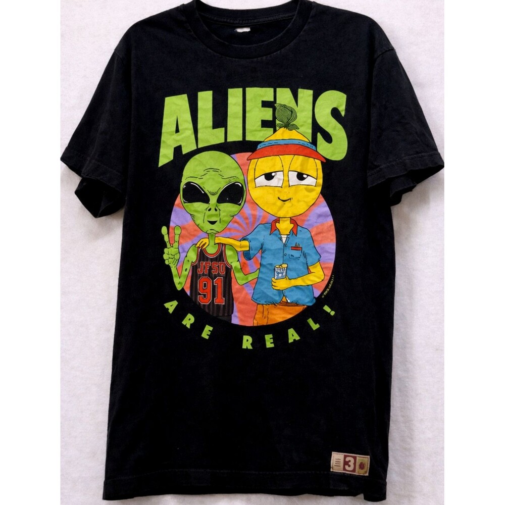 LYRICAL LEMONADE TEE MENS M BLACK ALIENS ARE REAL GRAPHIC